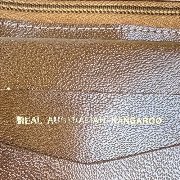 Vintage Brown Leather BiFold Wallet Australia Kangaroo Fur Starlite Products - Picture 13 of 13